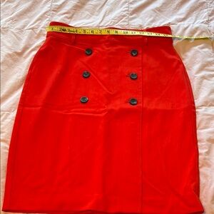 Ann Taylor Elegant Red Buttoned Skirt